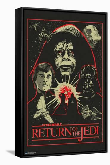 Star Wars: Return of the Jedi - Red Outline Illustration-Trends International-Framed Stretched Canvas