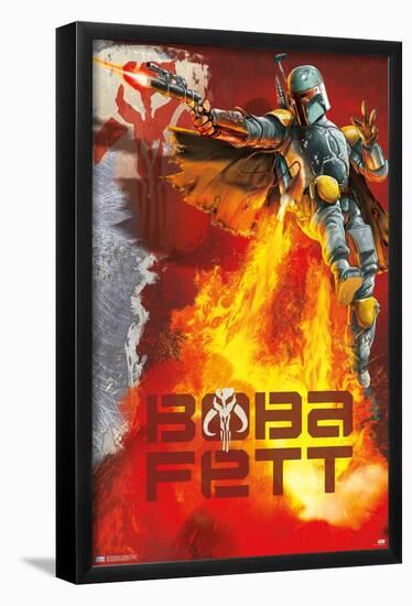 Star Wars: Saga - Boba Fett - Jet Pack Flames-Trends International-Framed Poster