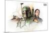 Star Wars: The Book of Boba Fett - Boba and Fennec Shand Illustrated-Trends International-Mounted Poster