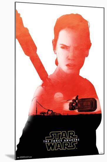 Star Wars: The Force Awakens - Rey Badge-Trends International-Mounted Poster