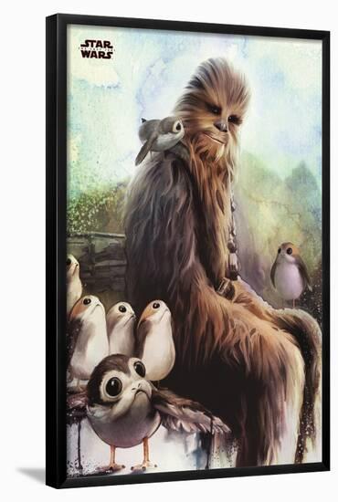 Star Wars: The Last Jedi - Wookiee And Porg-Trends International-Framed Poster