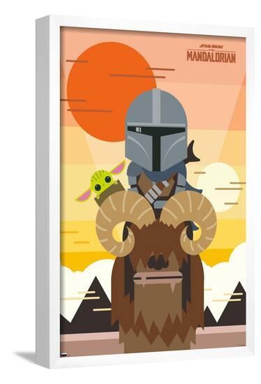 Star Wars: The Mandalorian - Geo Pop Sunset Premium Poster--Framed Poster