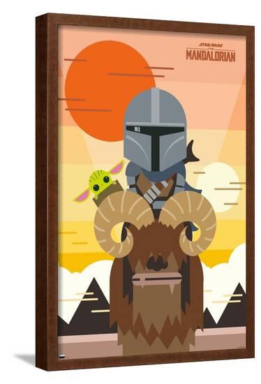 Star Wars: The Mandalorian - Geo Pop Sunset Premium Poster--Framed Poster