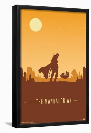 Star Wars: The Mandalorian - Mando and The Child at Dusk-Trends International-Framed Poster