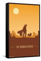 Star Wars: The Mandalorian - Mando and The Child at Dusk-Trends International-Framed Stretched Canvas