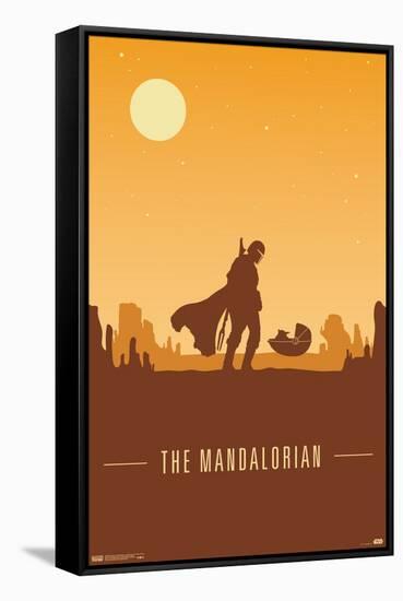 Star Wars: The Mandalorian - Mando and The Child at Dusk-Trends International-Framed Stretched Canvas