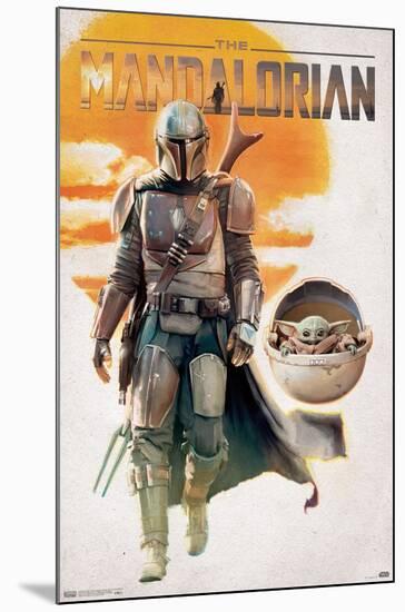 Star Wars: The Mandalorian - Mando and The Child Walking-Trends International-Mounted Poster