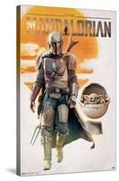 Star Wars: The Mandalorian - Mando and The Child Walking-Trends International-Stretched Canvas