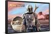 Star Wars: The Mandalorian - Mando and The Child with Ship-Trends International-Framed Poster