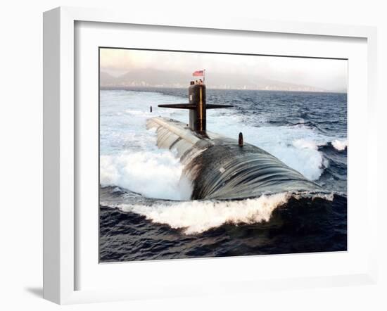 Starboard Bow View of Attack Submarine, USS Los Angeles-Stocktrek Images-Framed Photographic Print