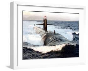 Starboard Bow View of Attack Submarine, USS Los Angeles-Stocktrek Images-Framed Photographic Print