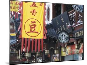 Starbucks in City God Temple at Yuyuang Bazaar, Shanghai, China-Keren Su-Mounted Premium Photographic Print