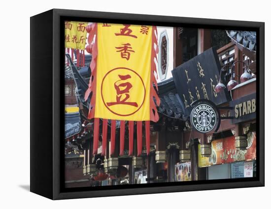 Starbucks in City God Temple at Yuyuang Bazaar, Shanghai, China-Keren Su-Framed Stretched Canvas