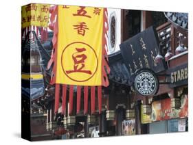 Starbucks in City God Temple at Yuyuang Bazaar, Shanghai, China-Keren Su-Stretched Canvas