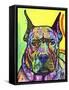 Stare Down, Dogs, Pets, Eyes, Look, Challenge, Animals, Colorful, Stencils, Pop Art, Yellow-Russo Dean-Framed Stretched Canvas