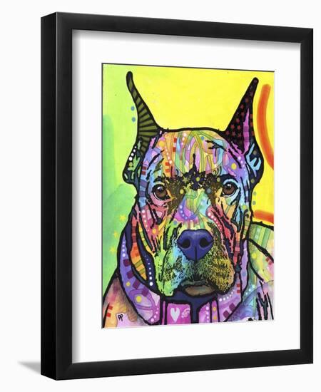 Stare Down, Dogs, Pets, Eyes, Look, Challenge, Animals, Colorful, Stencils, Pop Art, Yellow-Russo Dean-Framed Premium Giclee Print