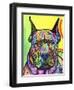 Stare Down, Dogs, Pets, Eyes, Look, Challenge, Animals, Colorful, Stencils, Pop Art, Yellow-Russo Dean-Framed Premium Giclee Print