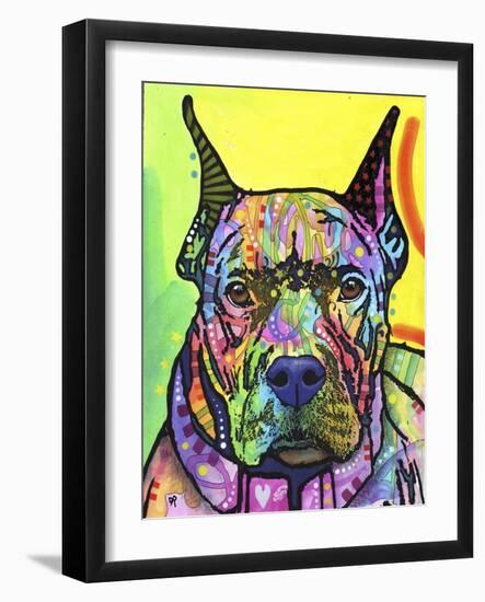 Stare Down, Dogs, Pets, Eyes, Look, Challenge, Animals, Colorful, Stencils, Pop Art, Yellow-Russo Dean-Framed Giclee Print