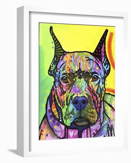 Stare Down, Dogs, Pets, Eyes, Look, Challenge, Animals, Colorful, Stencils, Pop Art, Yellow-Russo Dean-Framed Giclee Print