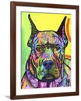 Stare Down, Dogs, Pets, Eyes, Look, Challenge, Animals, Colorful, Stencils, Pop Art, Yellow-Russo Dean-Framed Giclee Print