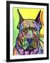 Stare Down, Dogs, Pets, Eyes, Look, Challenge, Animals, Colorful, Stencils, Pop Art, Yellow-Russo Dean-Framed Giclee Print