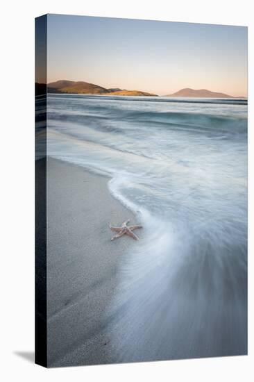 Starfish and Flowing Tide at Luskentyre Losgaintir Beach, Isle of Harris, Outer Hebrides, Scotland-Stewart Smith-Stretched Canvas