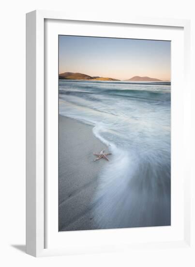 Starfish and Flowing Tide at Luskentyre Losgaintir Beach, Isle of Harris, Outer Hebrides, Scotland-Stewart Smith-Framed Photographic Print