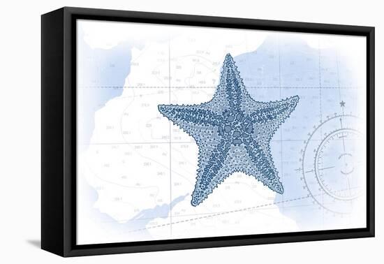 Starfish - Blue - Coastal Icon-Lantern Press-Framed Stretched Canvas