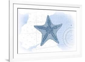Starfish - Blue - Coastal Icon-Lantern Press-Framed Premium Giclee Print