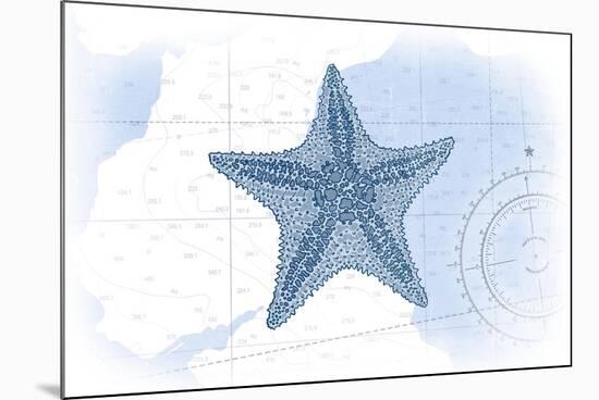 Starfish - Blue - Coastal Icon-Lantern Press-Mounted Premium Giclee Print