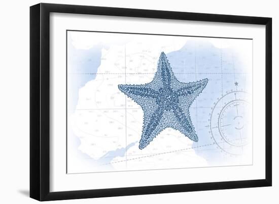 Starfish - Blue - Coastal Icon-Lantern Press-Framed Art Print