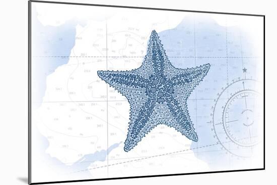 Starfish - Blue - Coastal Icon-Lantern Press-Mounted Art Print