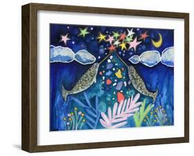 Stargazing Narwhals-Wyanne-Framed Giclee Print