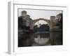 Stari Most Peace Bridge and Reflection of Mosque on Neretva River, Bosnia, Bosnia-Herzegovina-Christian Kober-Framed Photographic Print