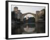 Stari Most Peace Bridge and Reflection of Mosque on Neretva River, Bosnia, Bosnia-Herzegovina-Christian Kober-Framed Photographic Print