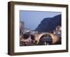 Stari Most Peace Bridge on Neretva River, Evening, Mostar, Bosnia, Bosnia-Herzegovina, Europe-Christian Kober-Framed Photographic Print