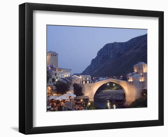 Stari Most Peace Bridge on Neretva River, Evening, Mostar, Bosnia, Bosnia-Herzegovina, Europe-Christian Kober-Framed Photographic Print