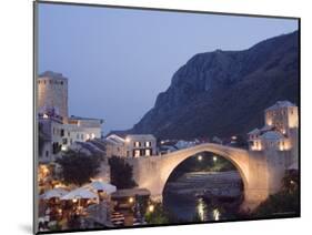 Stari Most Peace Bridge on Neretva River, Evening, Mostar, Bosnia, Bosnia-Herzegovina, Europe-Christian Kober-Mounted Photographic Print