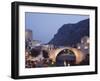 Stari Most Peace Bridge on Neretva River, Evening, Mostar, Bosnia, Bosnia-Herzegovina, Europe-Christian Kober-Framed Photographic Print