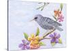 Starling Bird with Flowers-Michelle Faber-Stretched Canvas