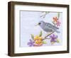 Starling Bird with Flowers-Michelle Faber-Framed Giclee Print