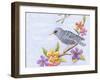 Starling Bird with Flowers-Michelle Faber-Framed Giclee Print