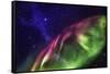 Starry Evening with the Aurora Borealis or Northern Lights and the Milky Way Galaxy, Abisko-null-Framed Stretched Canvas