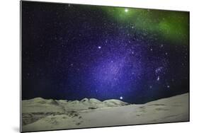 Starry Evening with the Aurora Borealis or Northern Lights and the Milky Way Galaxy, Abisko-null-Mounted Photographic Print