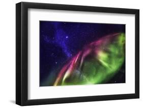 Starry Evening with the Aurora Borealis or Northern Lights and the Milky Way Galaxy, Abisko-null-Framed Photographic Print