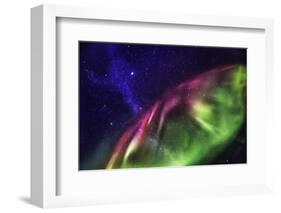 Starry Evening with the Aurora Borealis or Northern Lights and the Milky Way Galaxy, Abisko-null-Framed Photographic Print