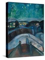 Starry Night, 1922-1924, by Edvard Munch, 1863-1944, Norwegian Expressionist painting,-Edvard Munch-Stretched Canvas