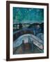 Starry Night, 1922-1924, by Edvard Munch, 1863-1944, Norwegian Expressionist painting,-Edvard Munch-Framed Art Print