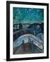 Starry Night, 1922-1924, by Edvard Munch, 1863-1944, Norwegian Expressionist painting,-Edvard Munch-Framed Art Print