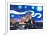 Starry Night Barcelona - Van Gogh Sagrada Familia-Markus Bleichner-Framed Art Print